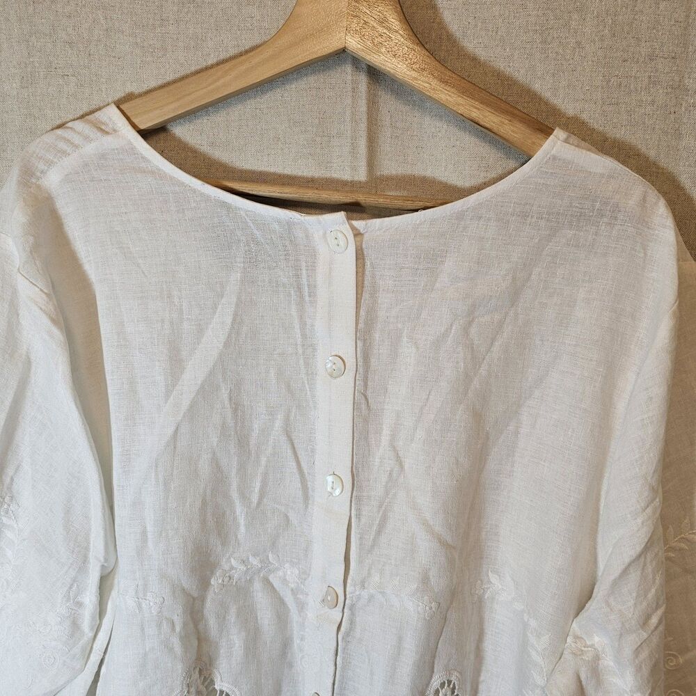 Beautiful Cynthia Rowley Tunic Top Embroidered Crochet Back Button Womens Sz 2X - Picture 7 of 10